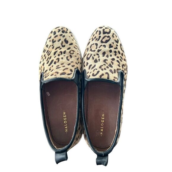 Halogen Animal Print Calf Hair Leopard Chunky Platform Slip On Leather Size 5 M - Picture 4 of 11